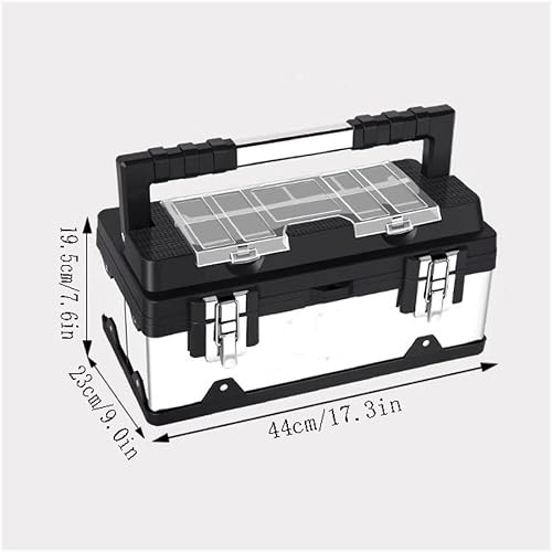 TTCHDPBX Multi-purpose 20 Inch Large Capacity Storage Box Stainless Steel Repair Box Portable Car Tool Box Multi Functional Toolbox For Home Use Gift - Image 2