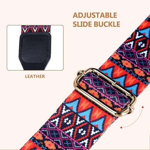 Image of Purse Strap, Adjustable Embroidery Flower 2 Inch Wide Purse Straps Replacement Crossbody for Women