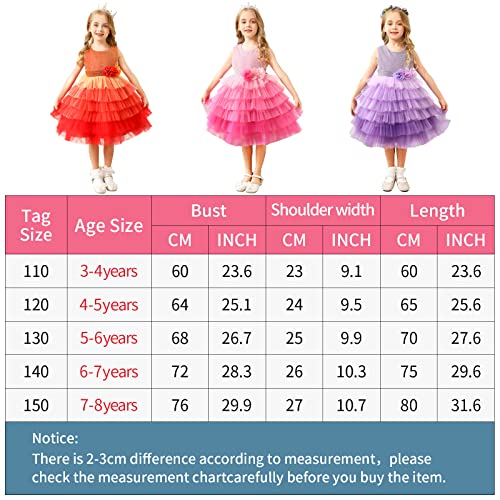 Gripooaven Elegant Girls' Special Occasion Dress Multi-Layer Tulle Mesh Ruffle Sleeveless Dress Flower Girl Party Dress Purple 110Cm #TOP6