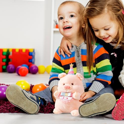 Aufquwk Oreillers en Peluche de cochons Mignons, Animal en Peluche de Dessin animé - Oreiller Doux et Confortable Animal en Peluche - Oreiller en Peluche avec bannière « Joyeux Anniversaire » – vue 2