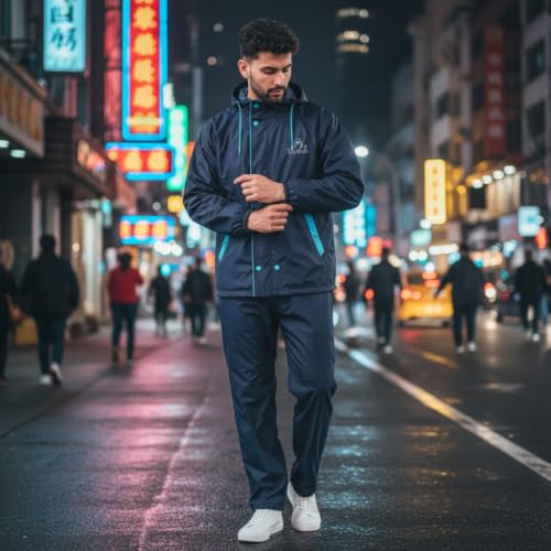 Image of Trustous Men's Waterproof Raincoat Suit with Hood | Jacket & Pant Rainwear Set | Full Body Waterproof Raincoat for Men | Outdoor Monsoon Wear | Lightweight Premium Rain Suit.