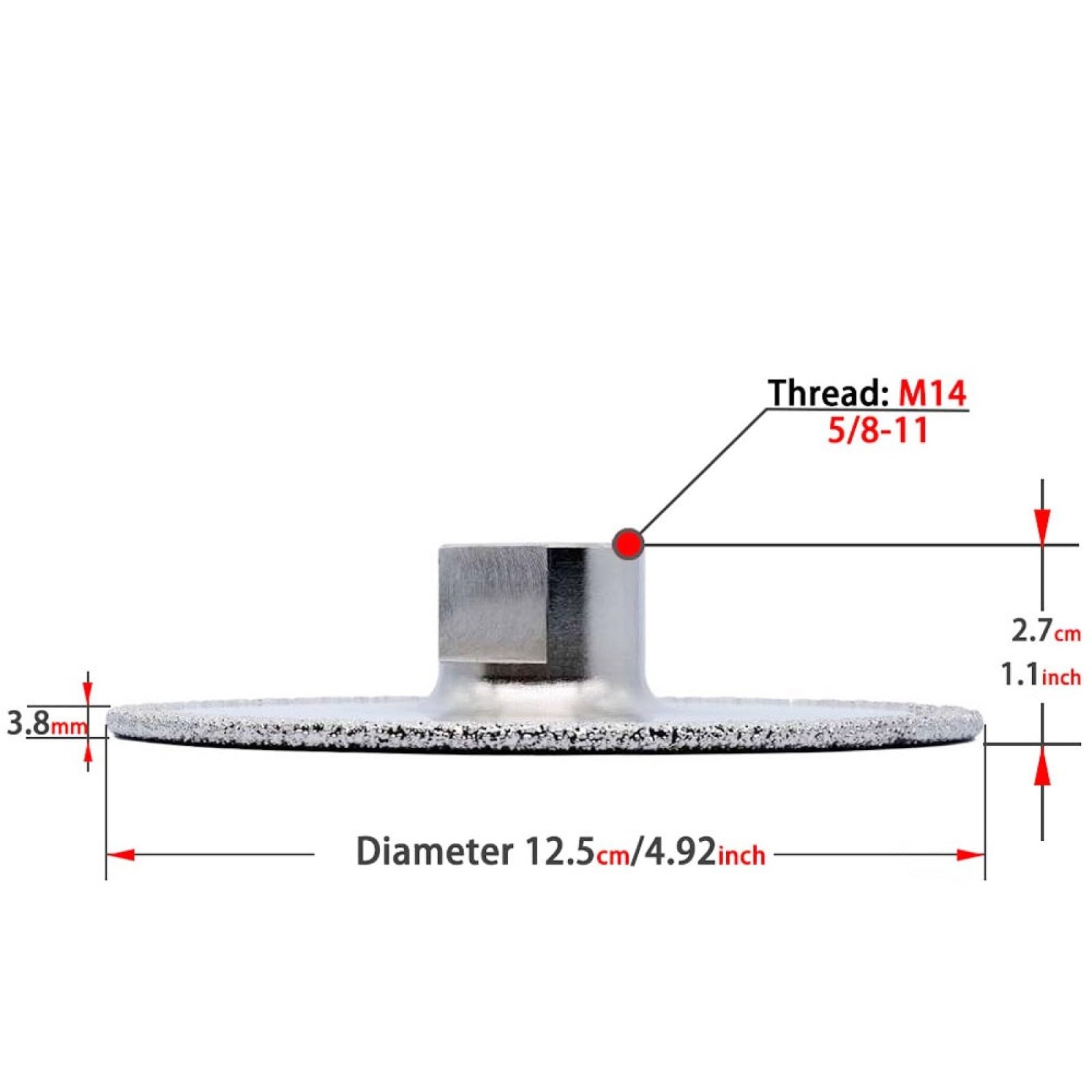 1 Piece 5inch Multi Purpose Diamond Cutting Grinding Disc Vacuum Brazed Double Sided Saw Blade Wheel For Stone Marble Concrete,M14 Thread