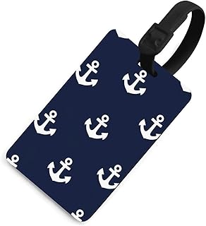 Portable Comfortable Airport Luggage Tags with Removable Straps Nautical Anchor Navy for Women and Men Handbags, Backpacks Essentials