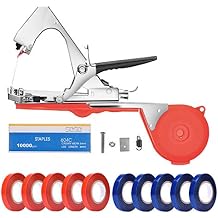 Yolando Plant Tying Machine Tape Tool for Tomatoes Peppers Grapes Cucumbers and Vining Vegetables Quickly and Easily Tie, Great for Gardeners Farmers, with Tapes, Spare Parts, Staples - Red