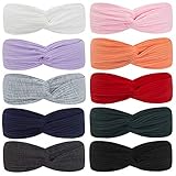 HBselect Diadema Turbante Elasticas Mujer 10pcs Multicolor Tejido De Punto Suave Cintas Pelo Mujer Chica Turbantes Para Mujer Accesorios Pelo Mujer