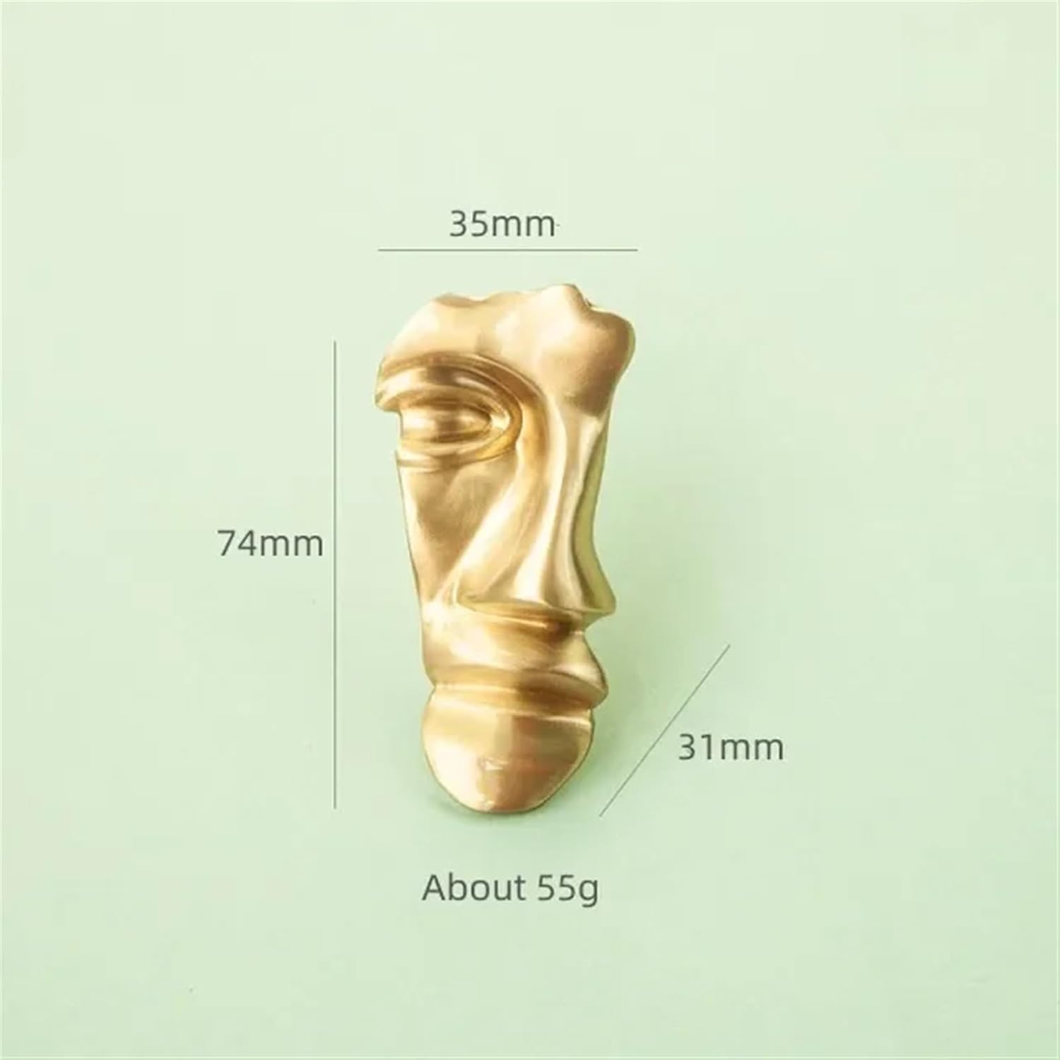 Luxury Brass Face Handle Cupboard Door Handles Bright Gold Abstraction Knob Face Drawer Pull Single Hole French Furniture Pulls 1Pcs