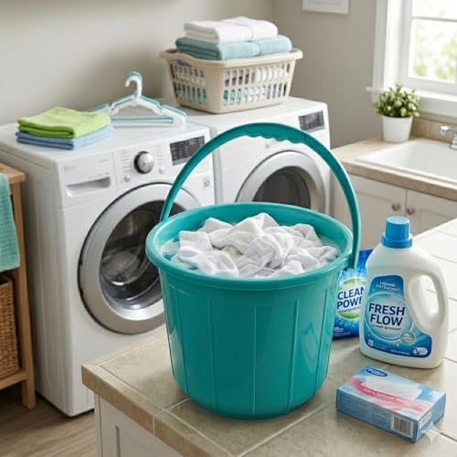 Image of AIR O MATIC Unbreakable Plastic Bucket 10 Litre | Heavy Duty Water Bucket for Bathroom, Home & Cleaning | Strong Handle | Durable & Leak-Proof | Multicolor Medium Size