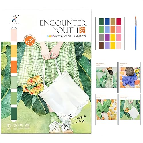 CICISTORY Album da Colorare per Adulti, Acquarelli per Dipingere, Segnalibro Personalizzato, Adatto per la Casa, la Scuola, i Viaggi e per Chi è alle Prime Armi con la Pittura ad Acquerello