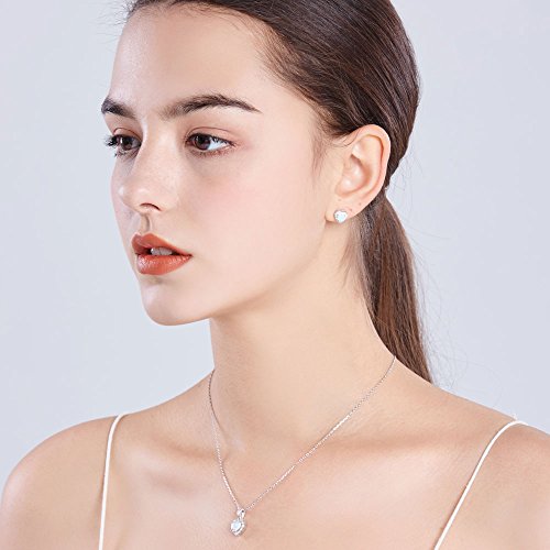 michooyel Opal Jewelry Set Sterling Silver Heart Pendant Necklace Stud Earrings October Birthstone Gemstone Jewelry for Women - Image 6
