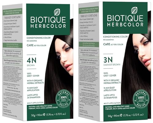 Biotique Herbcolor Conditioning Hair Colour L 9 Organic Herbal Extracts L 50G + 110Ml & Herbcolor Conditioning L Ammonia Free Hair Color L 9 Organic Herbal Extracts L 50G + 110Ml, Multicolor