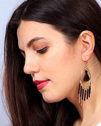 Image of Young & Forever Gift Boho Carnival Sea Island Long Tassel Earrings Handmade Beaded Bohemian Women Statement Beads Dangle Earrings Ethnic Jewelry Fringe Earrings
