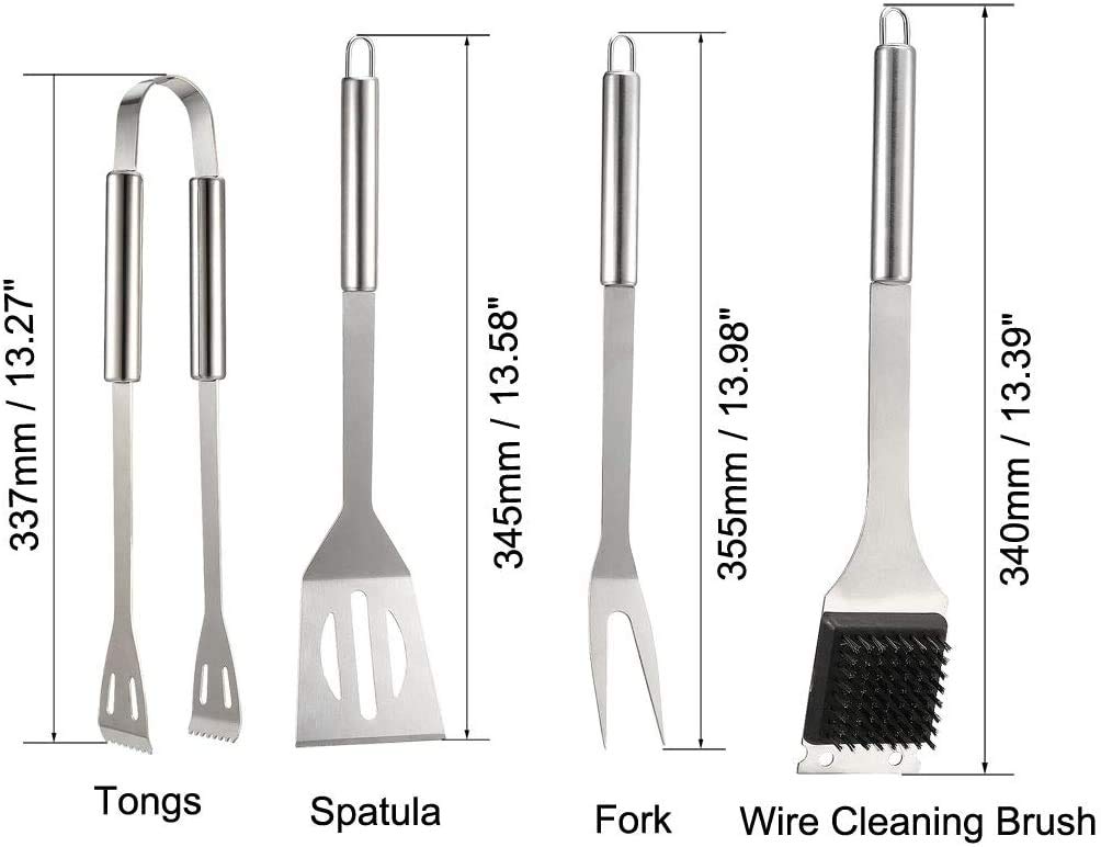 XYWHPGV Set di attrezzi per griglia per barbecue - Accessori per barbecue in acciaio inossidabile 10 in 1 con custodia per il trasporto, include spatola, pinze, spiedini(3bc7f 8276b 5b573 88113 1a254