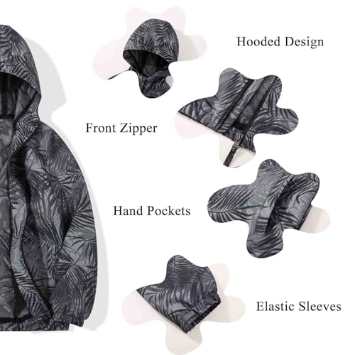 Image of SUNDAY ROSE Boys Windbreaker Jacket Hooded Lightweight Windroof Water-resistant Outdoor Coats for Kids