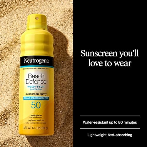 Neutrogena Beach Defense Sunscreen Spray SPF 50 Broad Spectrum UVA UVB Protection Lightweight Water Resistant up to 80 Minutes Oil-Free Beach-Strength Sun Protection for Whole Family, 6.5 oz - Image 3
