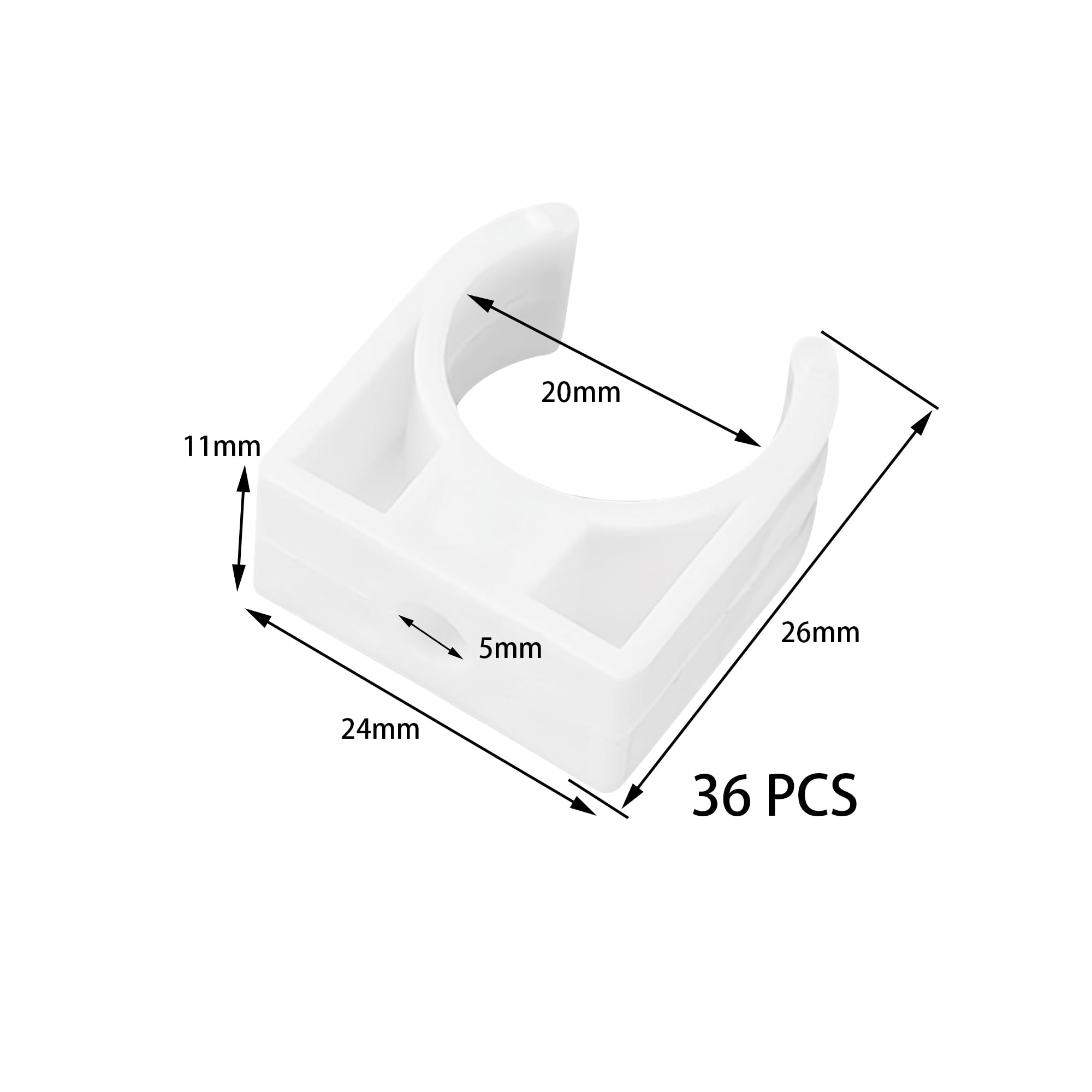 36-Pack Plastic Pipe Clamps - White Single Pipe Clips (20mm) - Image 4