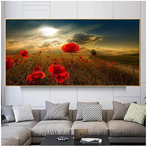 YANGYUE Quadro su Tela Papaveri Rossi Dipinti