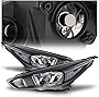 M-AUTO OE Style Headlight Headlamp Assembly with 4 PRE-ASSEMBLED 6000K LED BULBS Replacement for 2015 2016 2017 Ford Focus 4-Door, Black Housing Clear Lens Clear Corner Head Lights Lamps