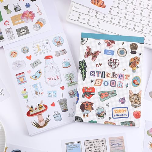 Image of Girl's Korean Sticker Book, Food and Daily Life Theme - 1300+ Cute Dream Style Foodie Stickers, for DIY Scrapbooking Journaling Handbook Decoration Blue