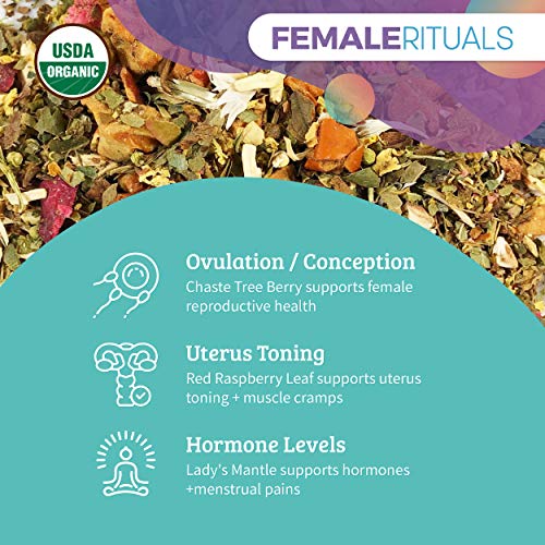 Female Rituals Peppermint Fertility Tea 30 Cups/15 Sachets - Organic Blend Of Herbs Chaste Berries, Nettle Leaf, Passionflower & Lady's Mantle - Sweet Mint Flavor Female Fertility Boost #TOP7