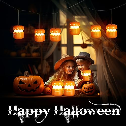 EverBrite 6-Pack Halloween Pumpkin Lantern, Collapsible Jack O Lantern Pumpkins with Lanyard, Halloween Party Favors, Light up Pumpkin Outdoor for Halloween Party Decoration, Battery Included2
