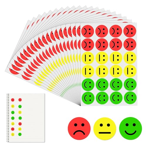 1200 Pcs Sticker Smiley,Smiley Aufkleber,Runde Rote Gelbe Grüne...