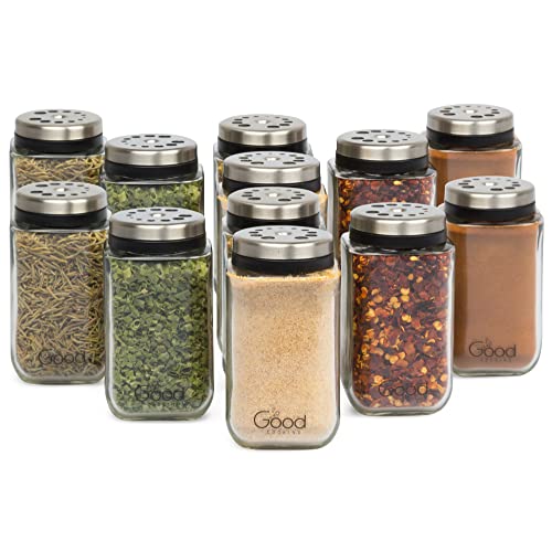 Good Cooking Verre réglables Spice pots ensemble de 12 Premium assaisonnement conteneur boîtes avec 6 tailles de coulée