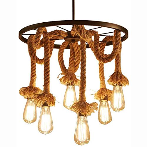 Lustres de personnalité de corde de chanvre e27 au design industriel chic