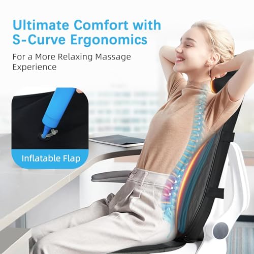 Image of CuPiLo Neck and Back Massager for Chair - Full Back Massager with Heat for Pain Relief Deep Tissue, Chair Massager Pad, Back Support Inflatable Flap Massage Chair Cushion, Gifts for Men Dad