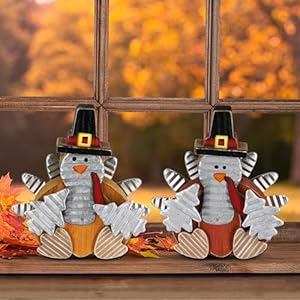 Zcaukya Wooden Indoor Standing Tabletop Turkey Decor for Home Office Bedroom Kitchen Thanksgiving Harvest Day Decorations, Set of 2 Zcaukya Wooden Indoor Standing Tabletop Turkey Decor for Home Office Bedroom Kitchen Thanksgiving Harvest Day Decorations Set of 2