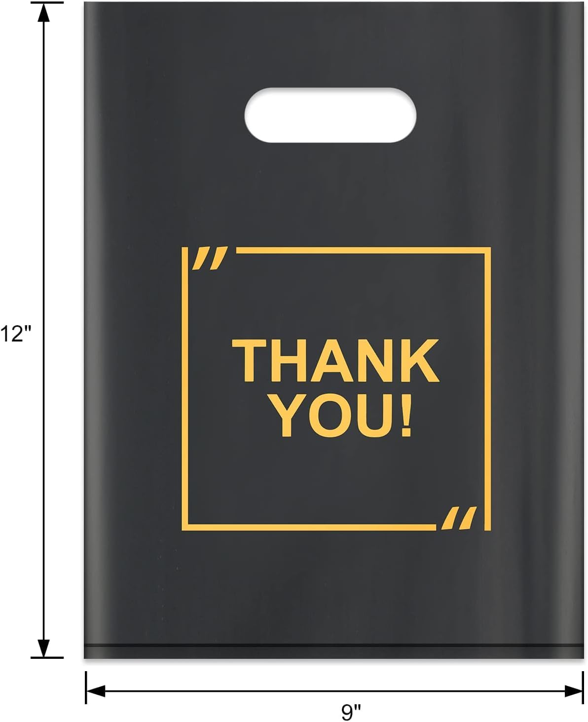 100 Pack Die Cut Plastic Shopping Bags with Thank You Logo 9x12 Merchandise Bags Extra Thick Glossy and Shopping Bags for Retail,Boutique Bags with Handles for Merchandise, Gifts, Trade Shows