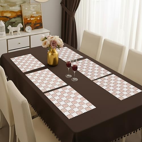 Image of Yellow Weaves 1 Pc PVC Table Placemats, Dining Table Mat, Stain Resistant, Anti-Skid, Waterproof, Washable, Dining, Kitchen, Restaurant Table Set Easy to Clean, Durable (Floral Rose Gold)