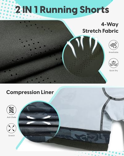 Image of maamgic Mens Running Shorts with Compression Liner 5 inch Quick Dry Workout Shorts Anti-Chafe Gym Shorts 2 in 1 Athletic Shorts