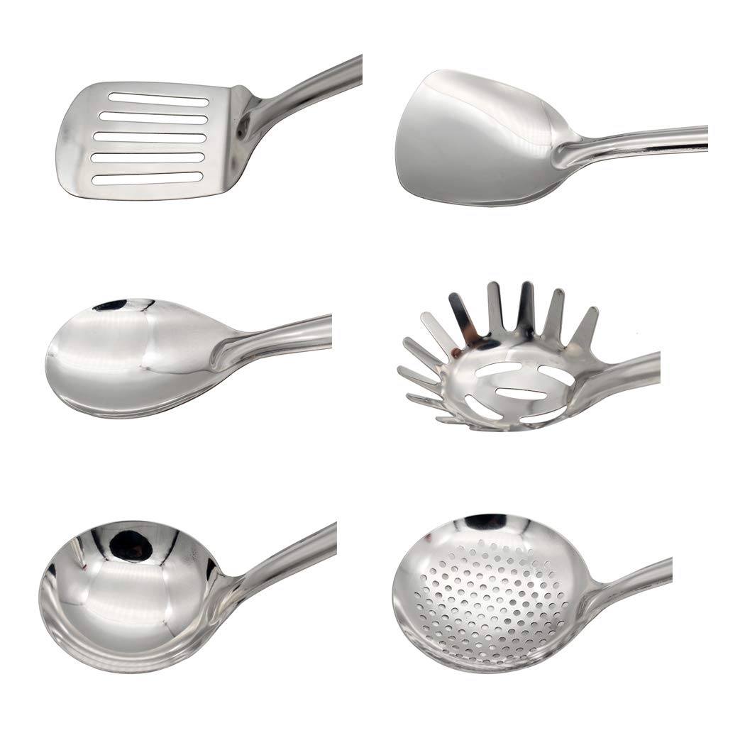 Set 6 Utensili Cucina Acciaio Inox - Cucchiai, Spatola, Mestolo Per Zuppa E Pasta - Foto 2