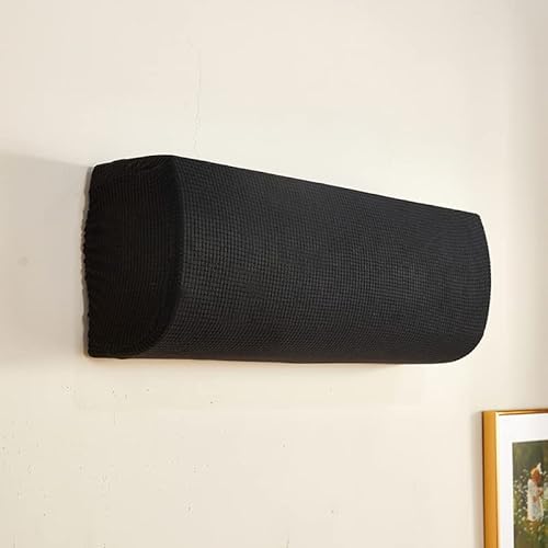エアコンカバー 壁掛け型 室内機用カバー ストレッチ 伸縮性 クーラー収納カバー 北欧風 ホコリ対策 無地 防塵 防湿 洗える 取り付け簡単 シンプル (ブラック(90〜110 cm対応))