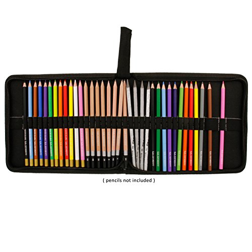 U.S. Art Supply PH-122 Us Art Supply® 36 Pencil Premium Canvas Zippered Pencil Wrap & Holder, 36-Slots & Room thumb #2