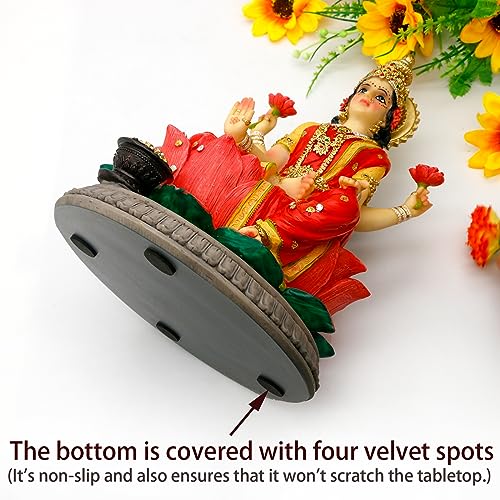 alikiki Indian Gift Goddess Laxmi Statue - 8.9”H Hindu Idol Lakshmi Sculpture Diwali Gift for Indian Pooja Item Decoration Indian Home Office Mandir Temple Altar Puja Housewarming Wedding