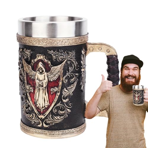 Jarra de calavera de acero inoxidable y resina de 500ml para cerveza 2