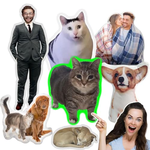 QINSHUI 2025 New Custom Pillows With Picture, Custom Body Pillow, Customized Funny Pillow, Personalized Photo Pillow Gifts for Friend Birthday, Custom Pet Pillow for Cat Dog Memorial Gifts