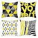 Lieson Juego de 4 fundas de almohada para sofá, 40 x 40 cm, diseño de cebra, color amarillo, negro, blanco, 40 x 40 cm, letras geométricas