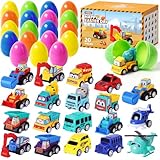ZenBombs Easter Eggs with Cars Inside - 12 PCS Prefilled Easter Eggs with Pull-Back Toy Cars - Kids Easter Basket Stuffers & Party Favor Toys for Boys and Girls Over Age 3 Years Old