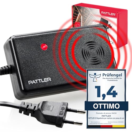 PATTLER Marten Deterrent Car with Plug for 60 m² Marten Deterrent for Attic, Home, Garden, Garage. Connection to Socket. Marten Repellent Attic with Ultrasonic - 1 Piece