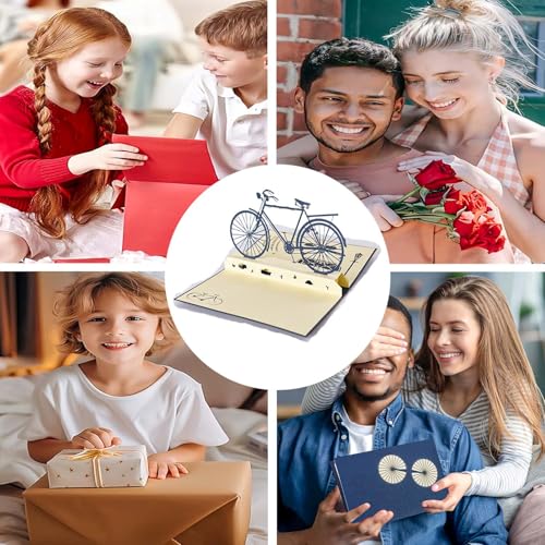 Pop Up Karte Fahrrad, Fahrradkarte, Glückwunschkarte mit Fahrrad in 3D, Popup Glückwunschkarte,Geburtstagskarte für Familien, Ihre Freunde, Klassenkameraden, Lehrer usw