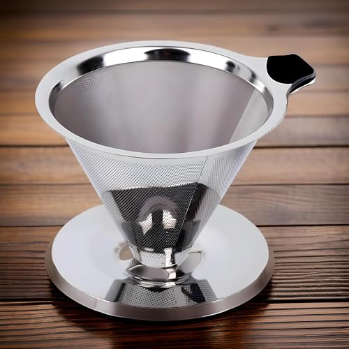Coador De Café Reutilizável Em Aço Inoxidável, Malha Ultrafina, Alça Antiderrapante, Lavável, Sem Ne