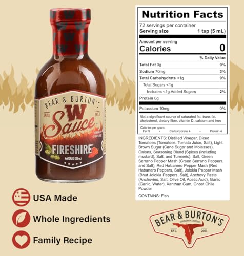Image of Bear and Burton's Worcestershire & Fireshire Sauce Bundle - 12 Oz. - 2-Pack | Fireshire and Original W Sauce | Distinctive Spicy Worcestershire Sauce Blend | Perfect for Steaks, Dressings & Marinades