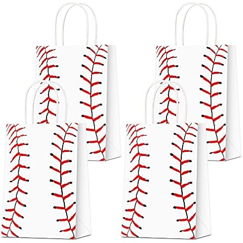 BCHOCKS 16 PCS Baseball Party Gift Bags for Baseball Party Supplies Birthday Decor Decorations, Party Favor Goody Treat Candy Bag Baseball Pattern Gift Bag, Birthday Party Supplies for Kid Adult Cover