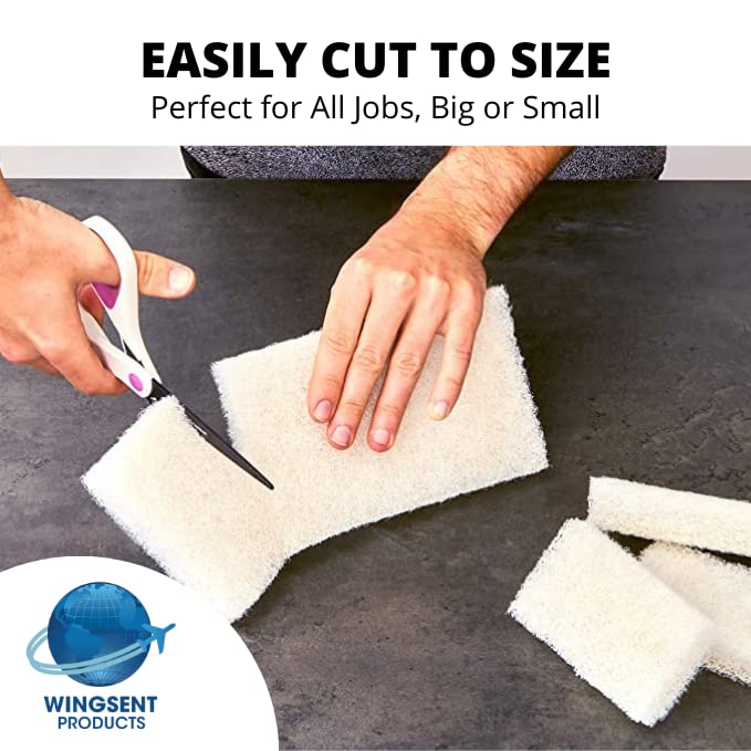 Image of Commercial Light Duty White Scrub Pad - 4.6 inch x 10 inch Non-Abrasive Cleaning Pad for Delicate Surfaces, Kitchen, Bathroom, Glass & More - Bulk 5 Pack