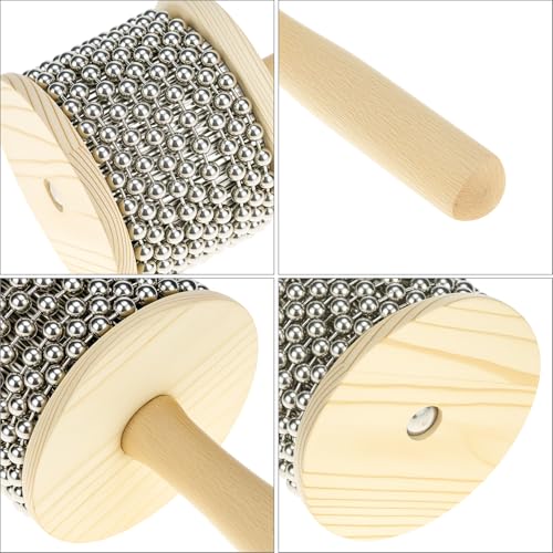 image for QWORK Wooden Cabasa Percussion Musical Instrument, 3.5 Inch Stainless 