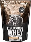 nu3 Performance Whey Protein Pulver Eiskaffee 1kg - Eiweiss Protein Pulver mit guter Löslichkeit (22,5g Eiweiß je Shake) der Whey Isolate Protein Pulver Proteinshake mit Eiweißpulver für Muskelaufbau