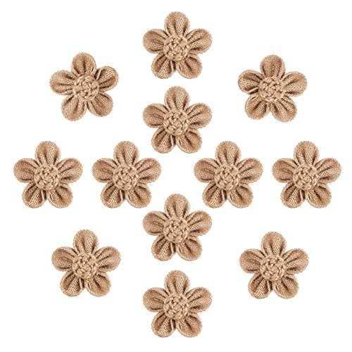 DECORA 12 Pieces Handmade Burlap Flowers for Wedding Decoration, Craft Making and Other DIY Stuff Making