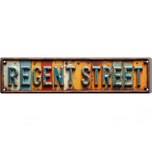 Classic Vintage Street Sign 16 * 4 inches "REGENT STREET" for Upscale Shopping Street Luxury Salon European Boutique with vintage wall decor retro street decor